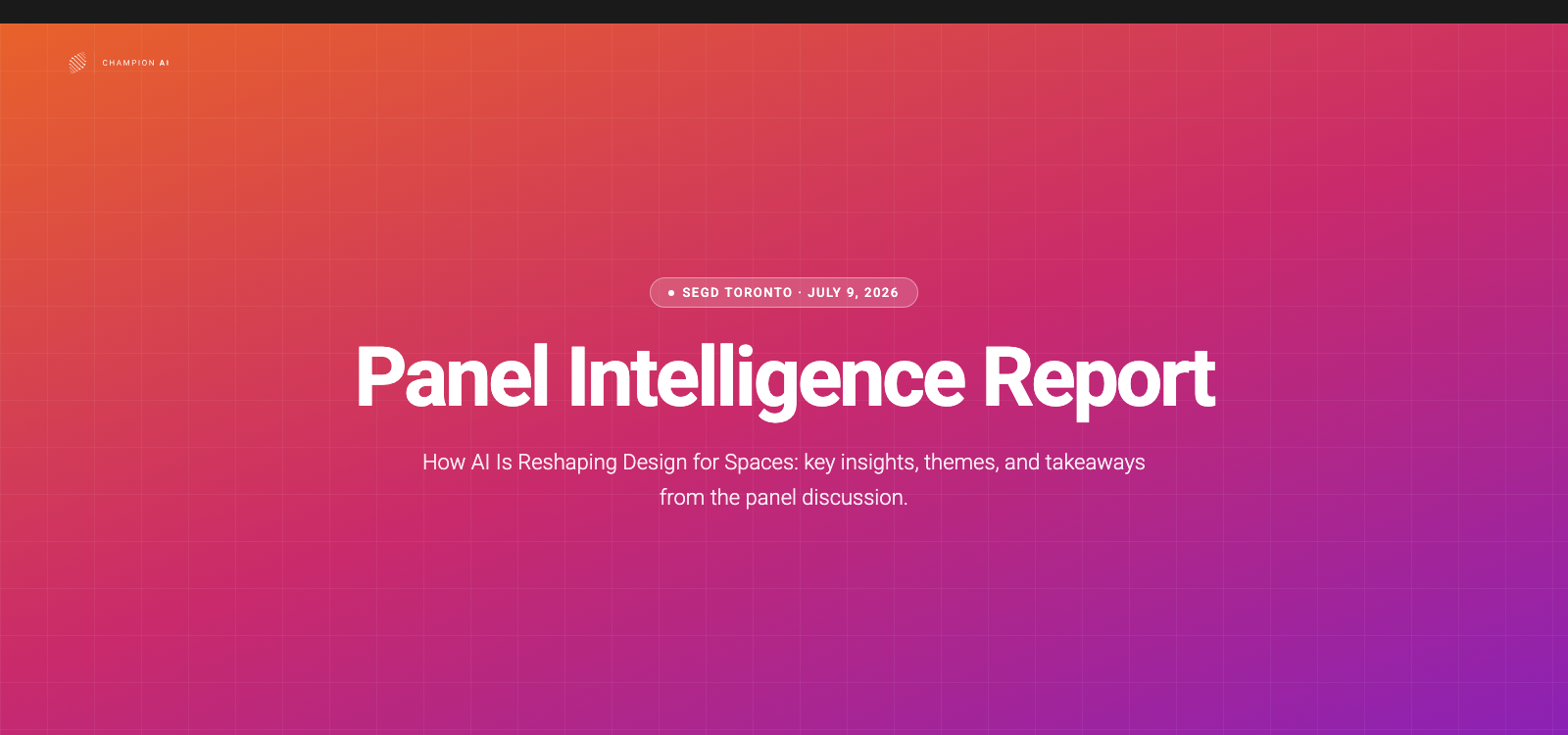 SEGD Panel Intelligence Report cover slide